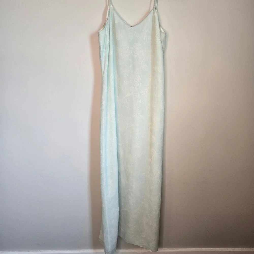 Tommy Bahama VTG y2k Silk Maxi Dress Blue Floral Tropical Slip Dress V-Neck Sz 4 - Picture 2 of 12